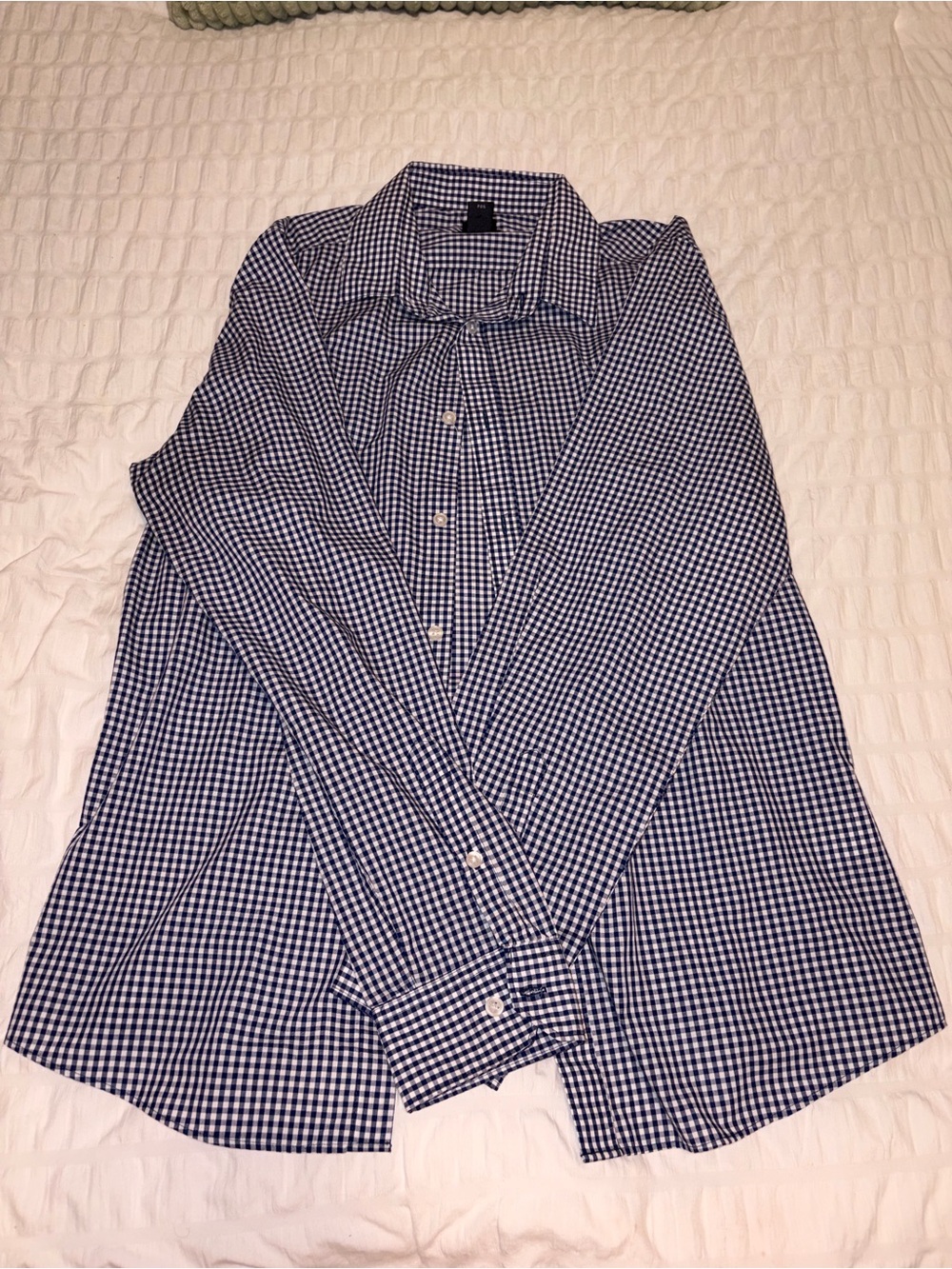H&M Navy and White Gingham Dress Shirt